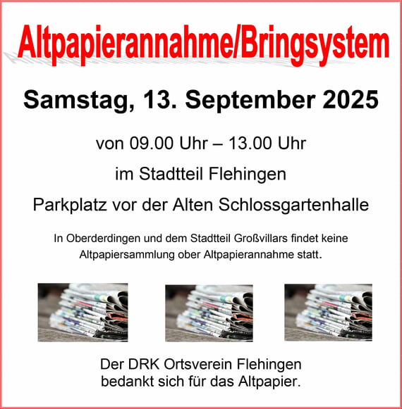 Altpapierannahme, Bringsystem, September, 2025