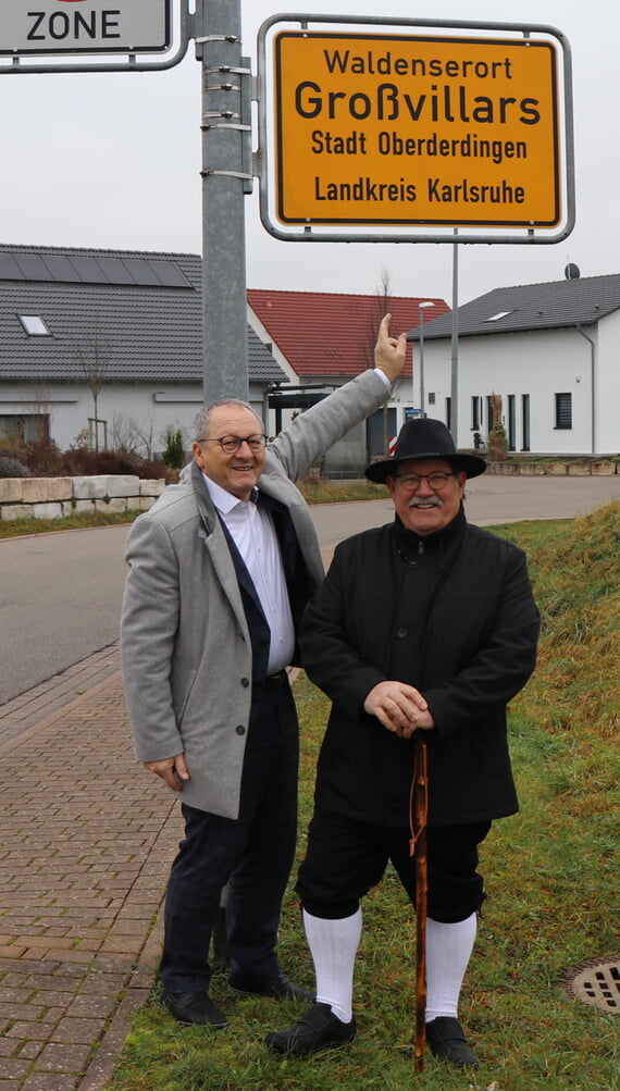 Waldenserort, Ortssschild, Gro&szlig;villars, Dezember, 2025, 