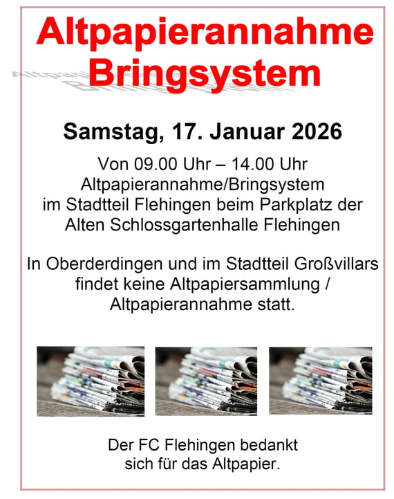 Altpapiersammlung, Bringsystem, Flehingen, 2026, Januar