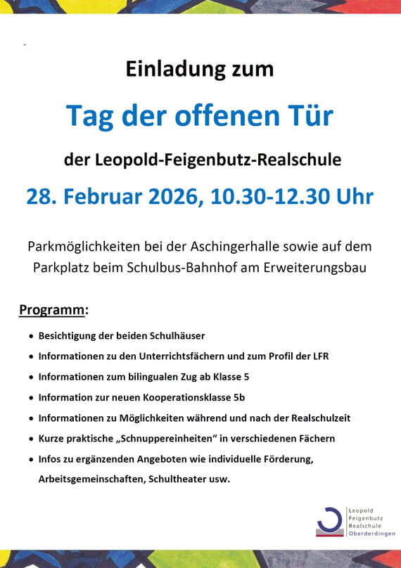 Tag der offenen T&uuml;r, LFR, Realschule, M&auml;rz, 2026, Schule, Info