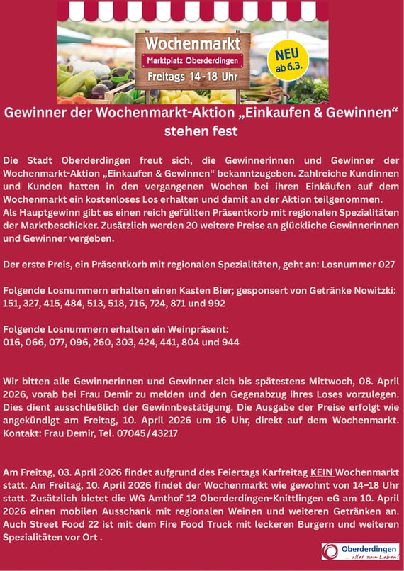 Gewinner, Markt, 2026, Wochenmarkt, 