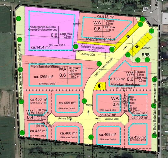 &Uuml;bersicht, Bebauungsplan, Kirchhoffeld,Schule, 2026, april, 
