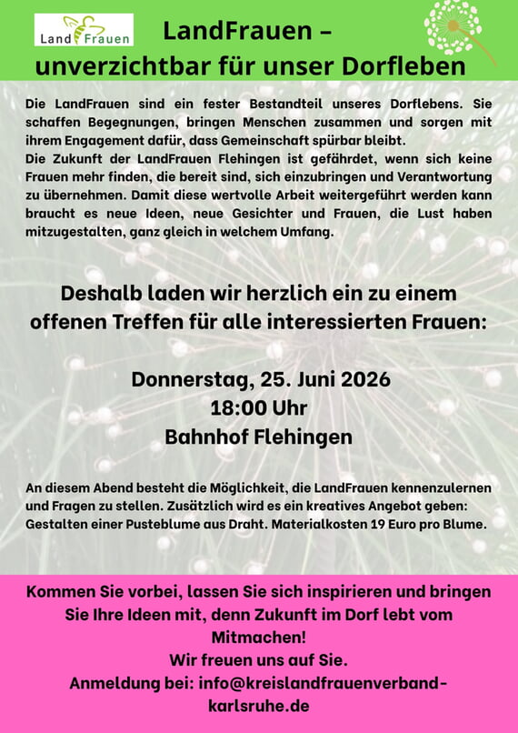 Landfrauen, Flehingen, Veranstaltung, Workshop, 2026, 