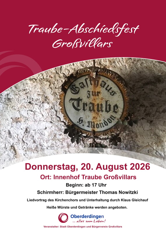Plakat, Traube, abschiedfest, 2026, August, Gro&szlig;villars,