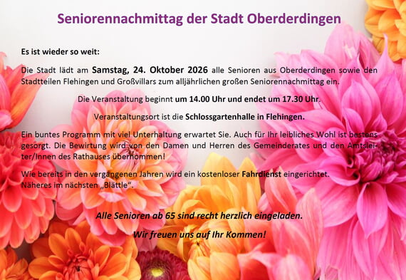 Seniorennachmittag, Gro&szlig;er, Oktober, 2026, Stadt